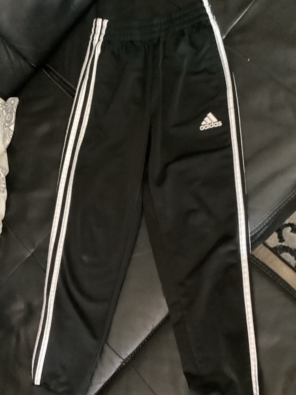 Adidas Black Joggers with White Side Stripes - Kids